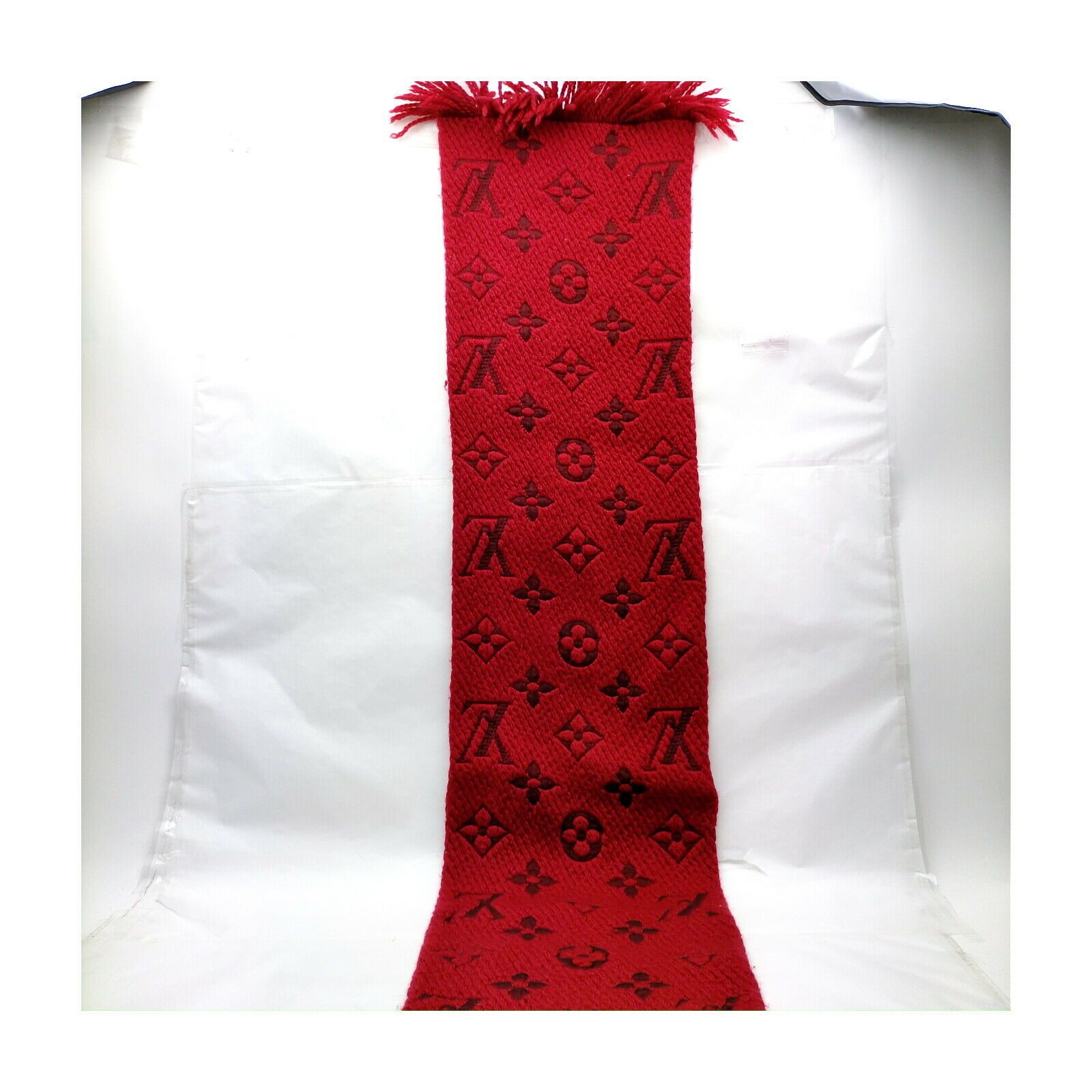 Louis Vuitton Logomania Red Wool Scarf