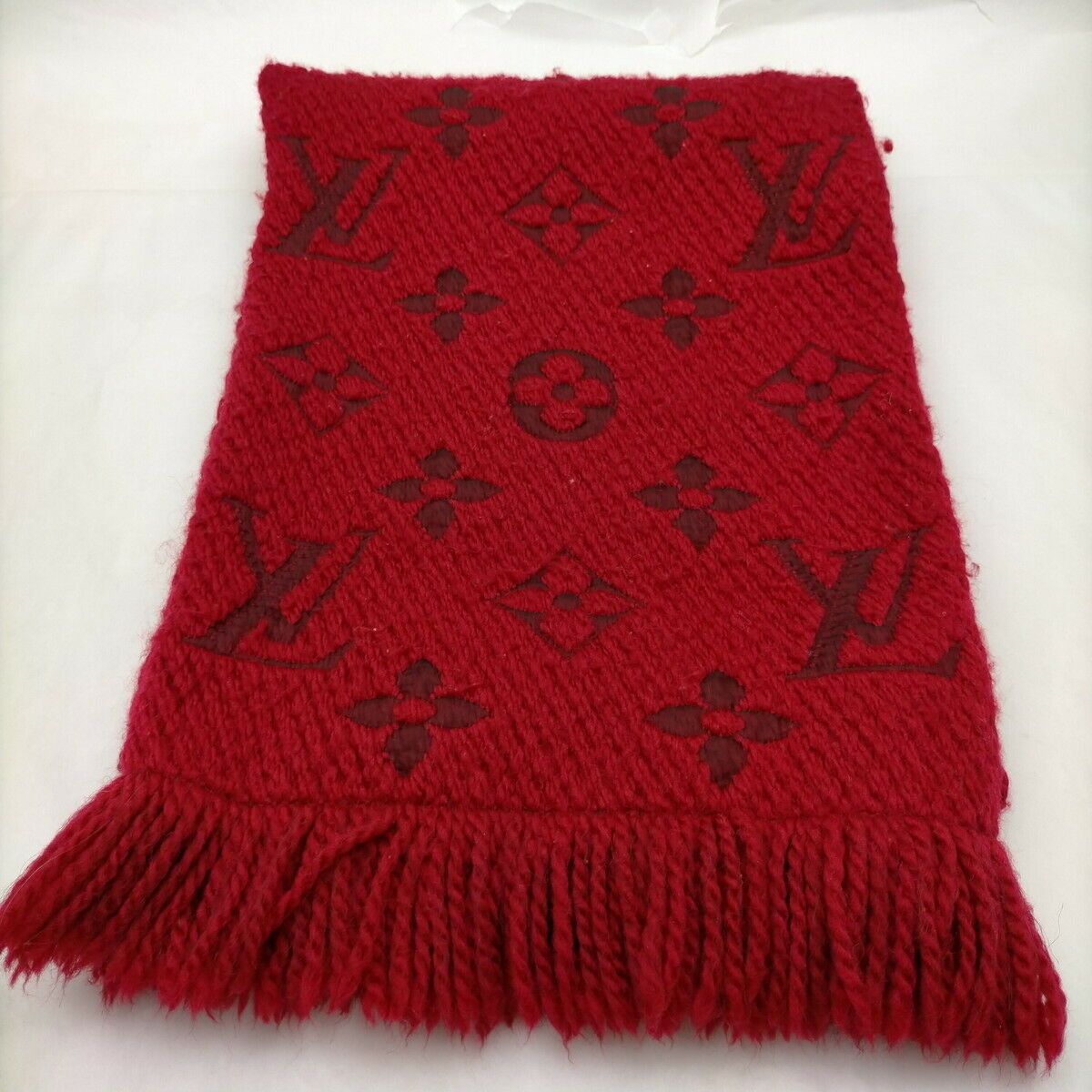 Louis Vuitton Logomania Red Wool Scarf