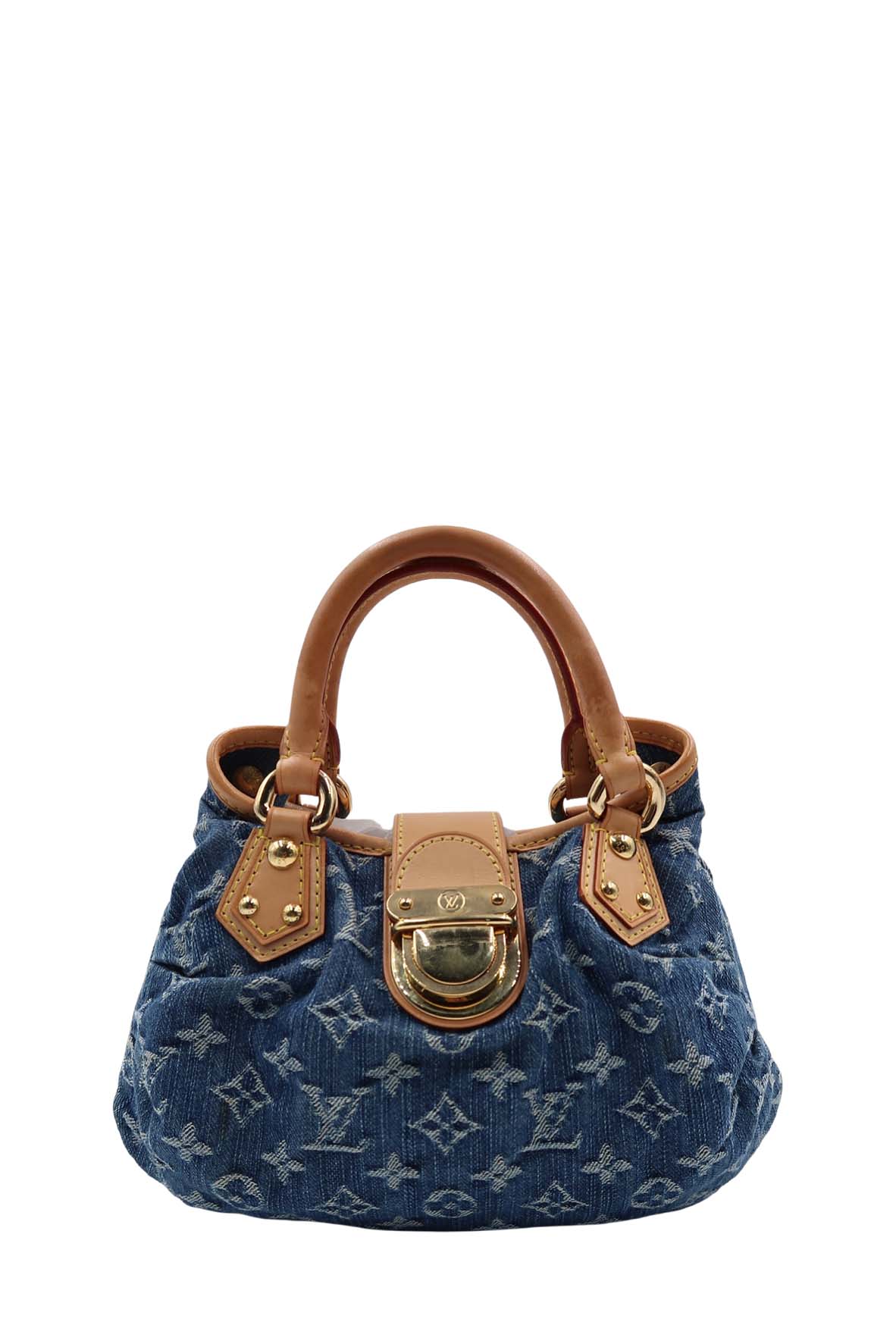 Monogram Pleaty Denim Handbag Blue