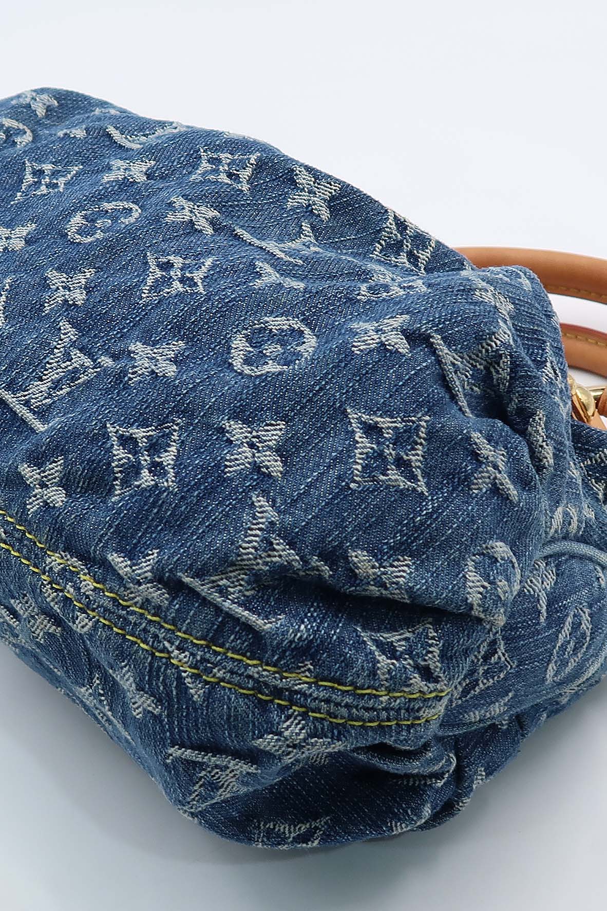 Monogram Pleaty Denim Handbag Blue