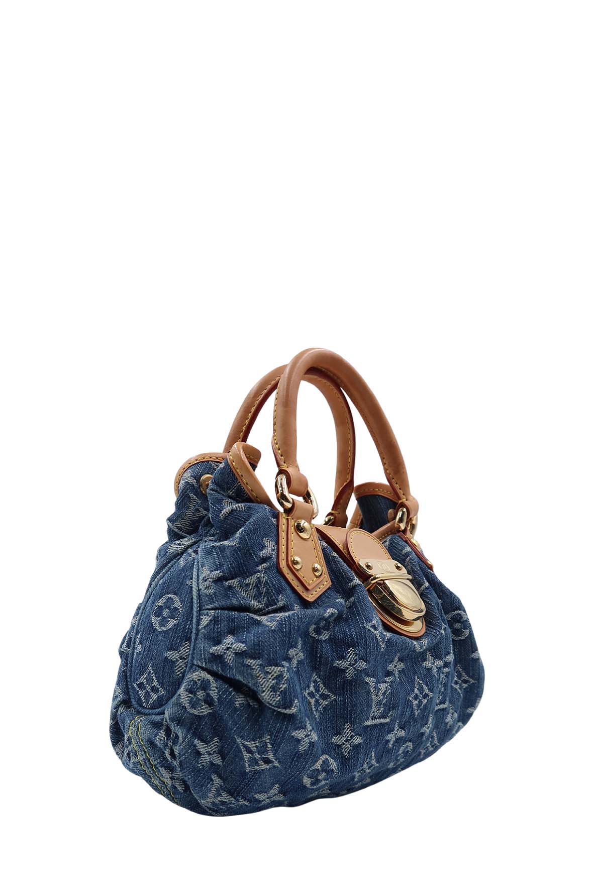 Monogram Pleaty Denim Handbag Blue