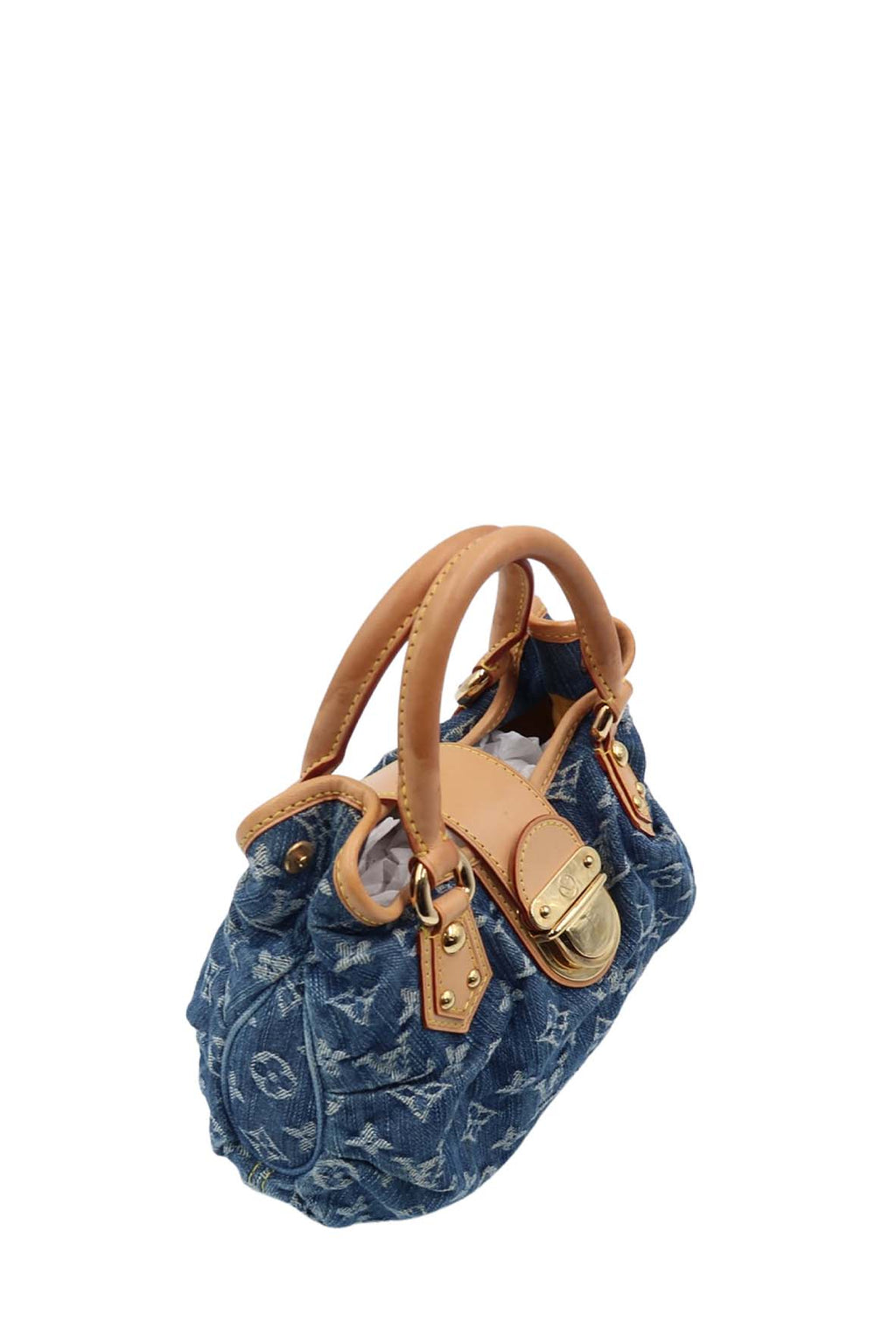 Monogram Pleaty Denim Handbag Blue