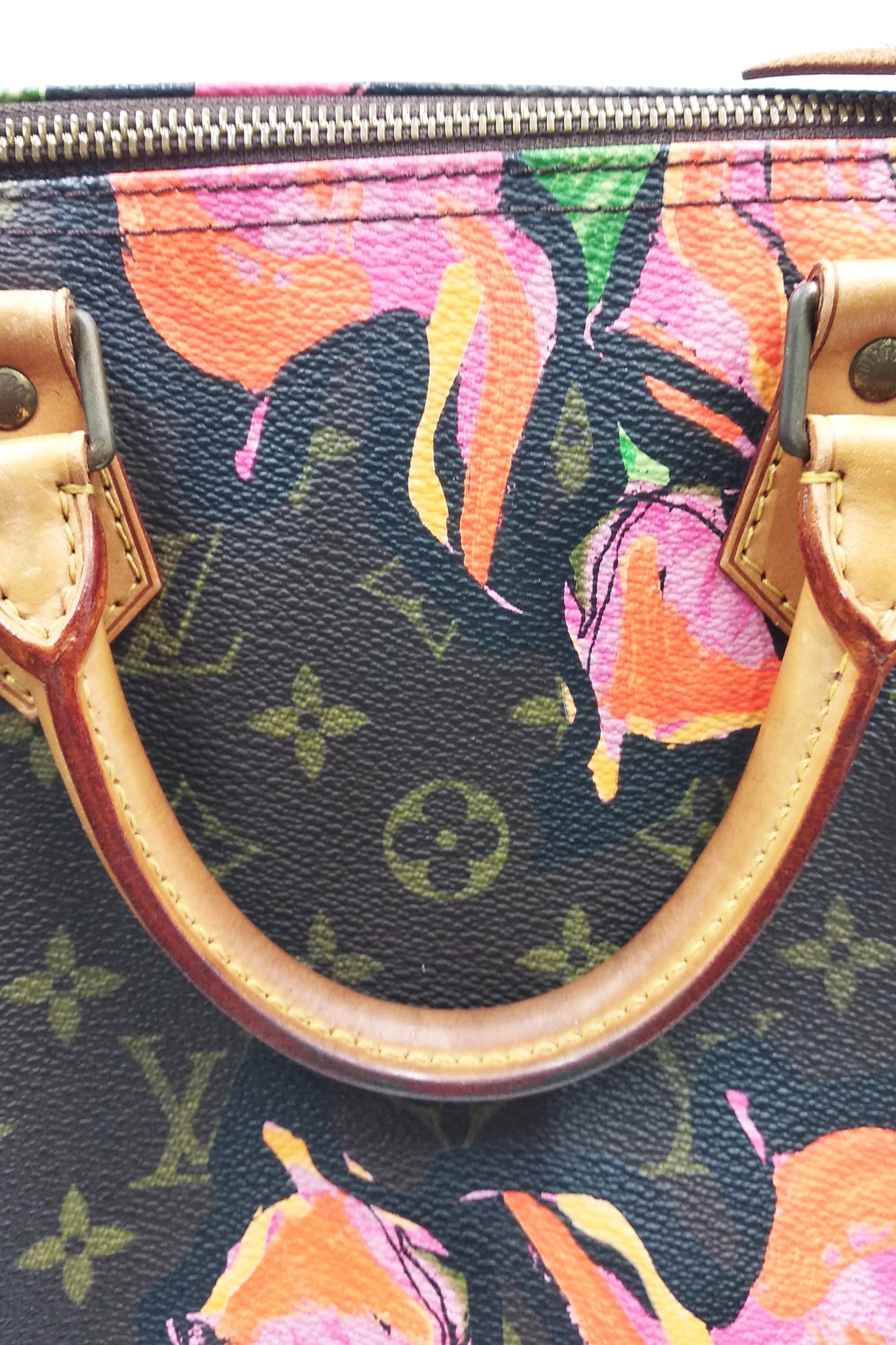 Monogram Roses Speedy 30 Brown Red