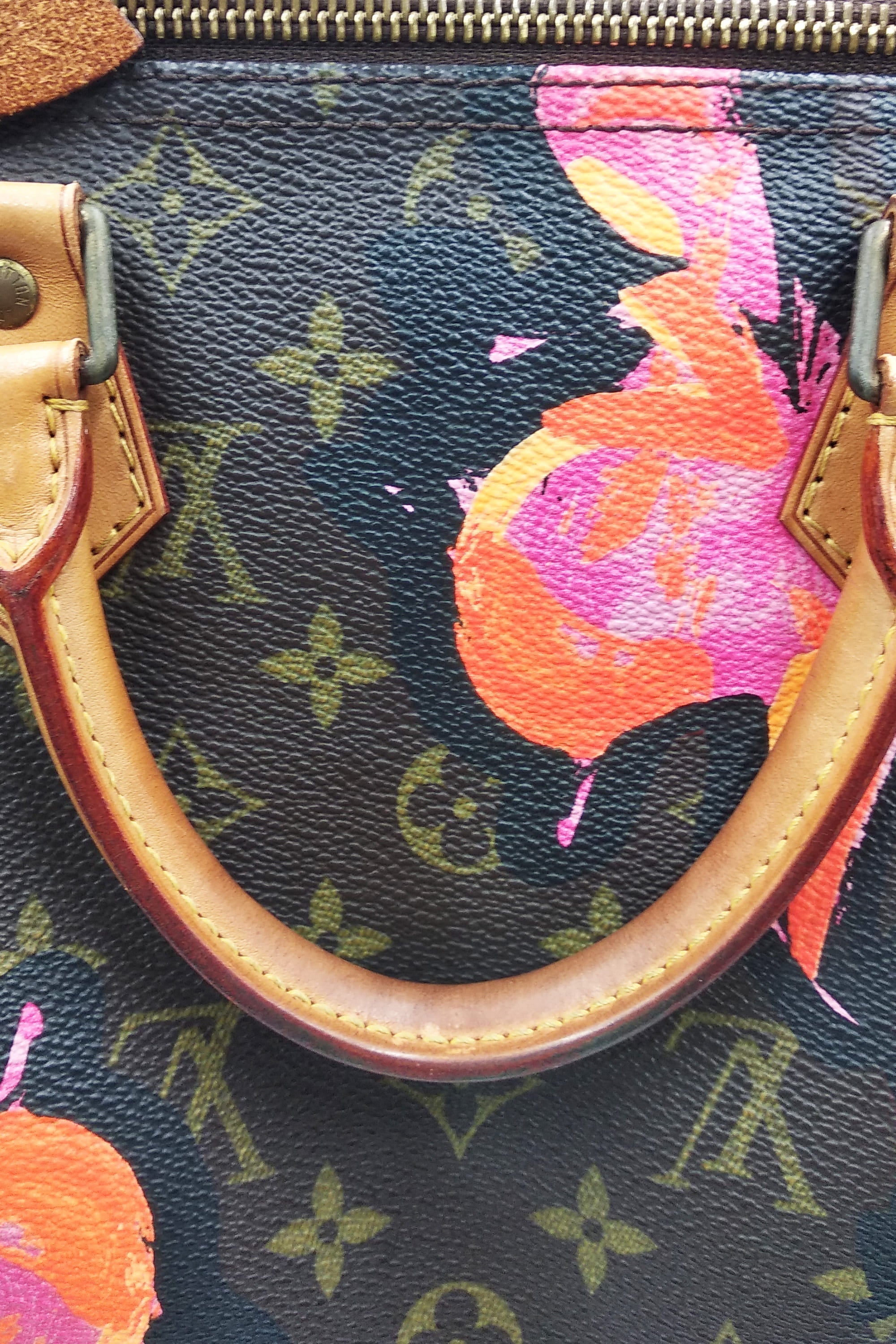 Monogram Roses Speedy 30 Brown Red