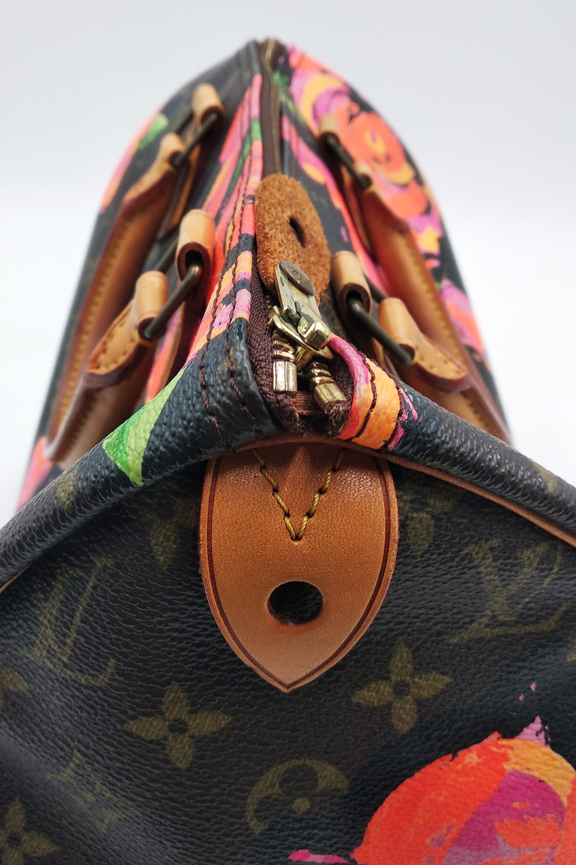Monogram Roses Speedy 30 Brown Red