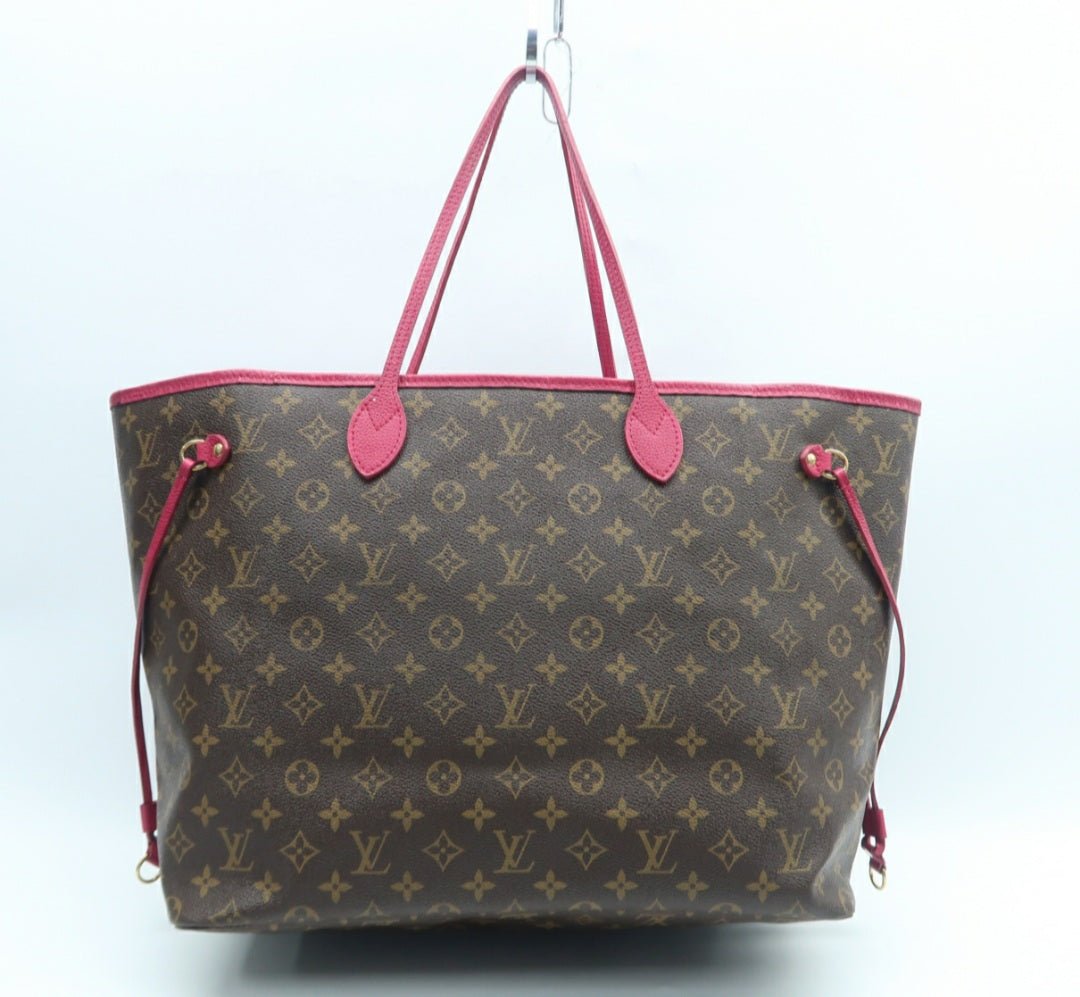 Louis Vuitton Neverfull GM Brown & Fuchsia Canvas Tote Bag