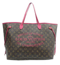 Louis Vuitton Neverfull GM Brown & Fuchsia Canvas Tote Bag
