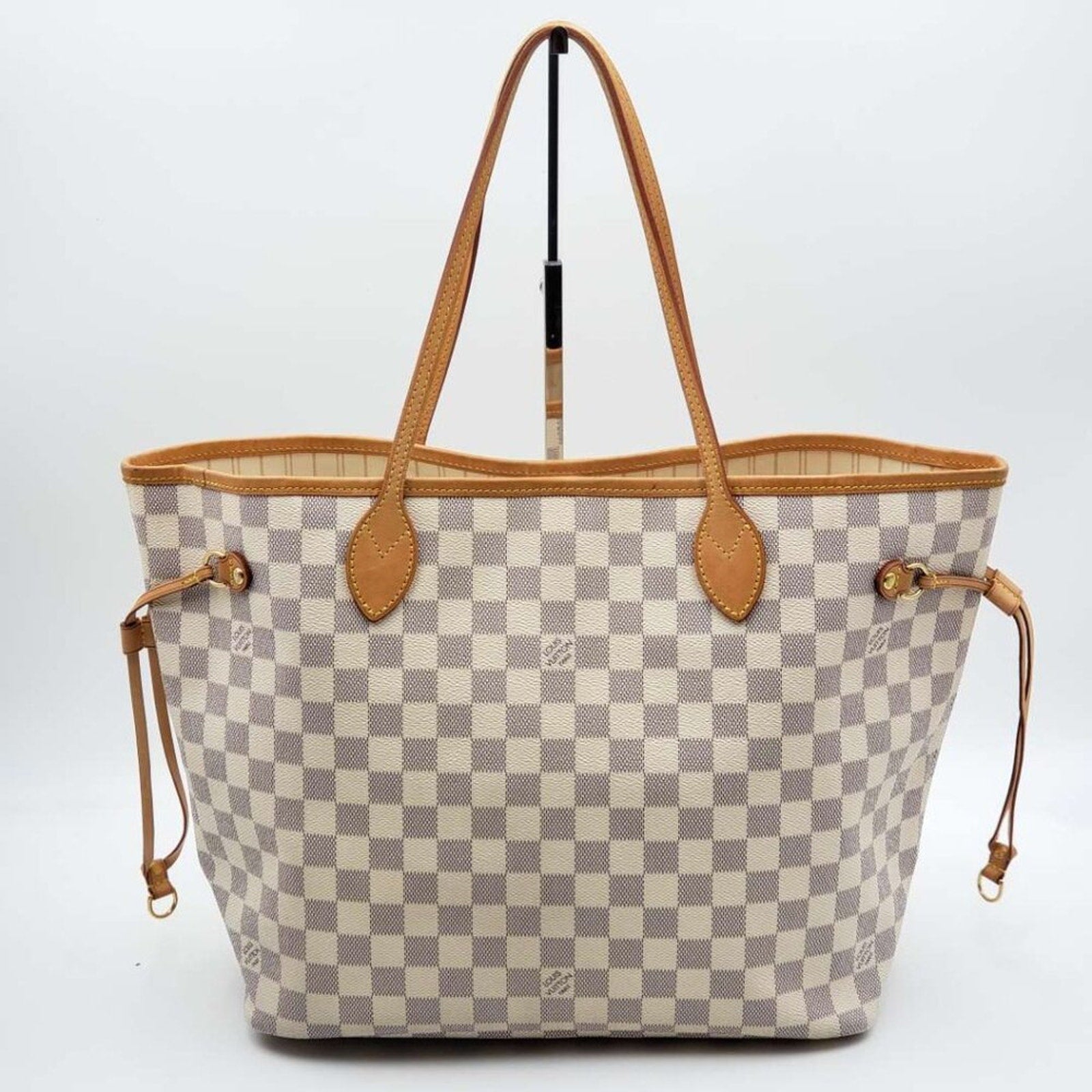 Louis Vuitton Neverfull MM White Damier Azur Canvas Shoulder Bag