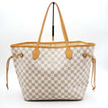 Louis Vuitton Neverfull MM White Damier Azur Canvas Shoulder Bag