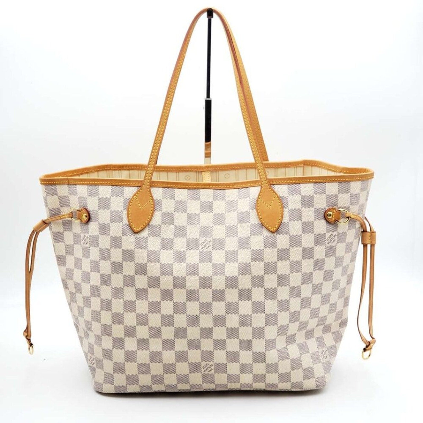Louis Vuitton Neverfull MM White Damier Azur Canvas Shoulder Bag