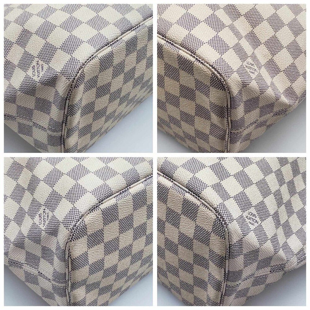 Louis Vuitton Neverfull MM White Damier Azur Canvas Shoulder Bag