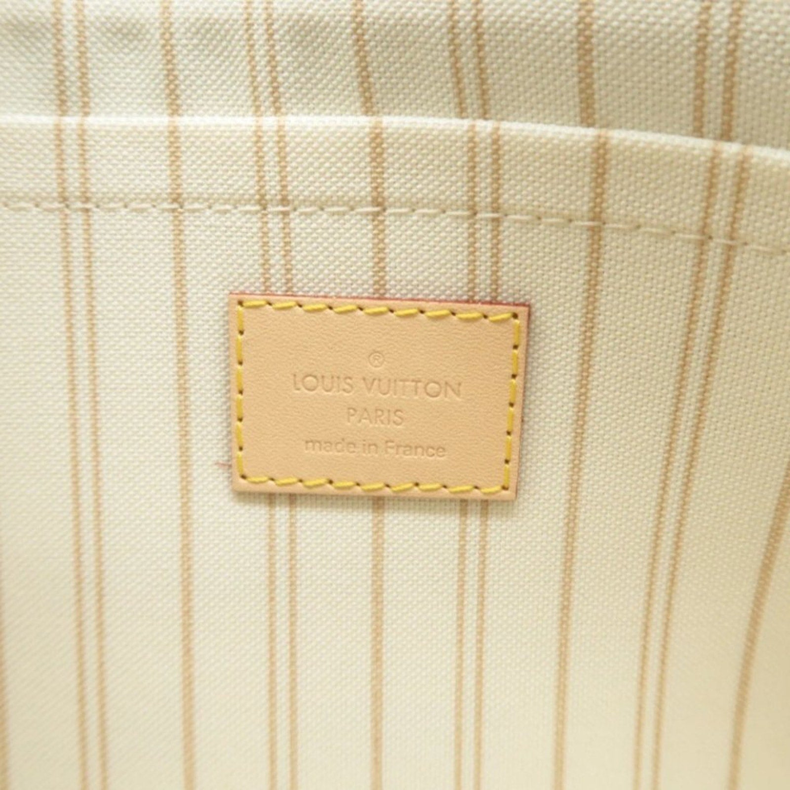 Louis Vuitton Neverfull Pouch White Damier Azur Canvas Clutch Bag