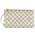 Louis Vuitton Neverfull Pouch White Damier Azur Canvas Clutch Bag