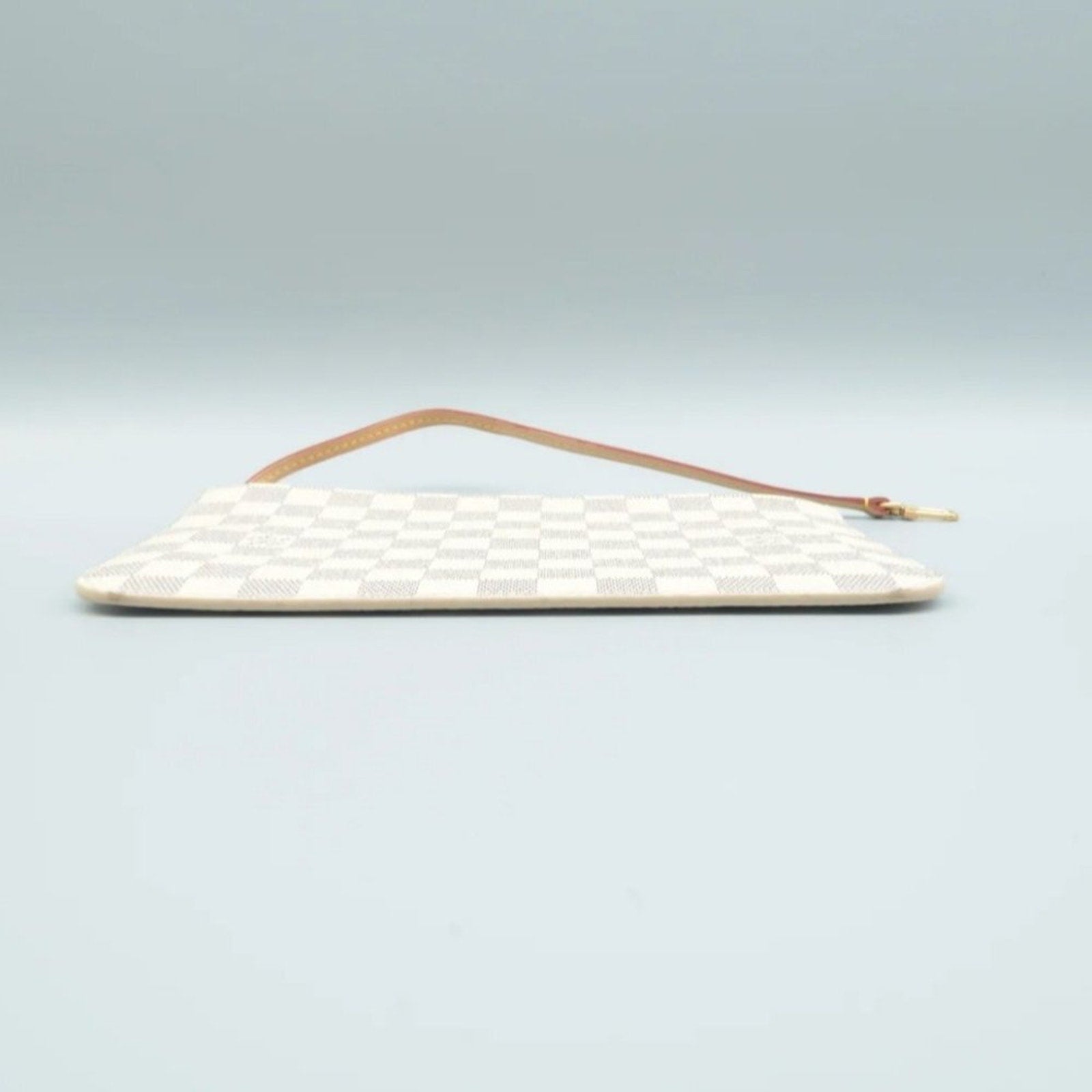 Louis Vuitton Neverfull Pouch White Damier Azur Canvas Clutch Bag