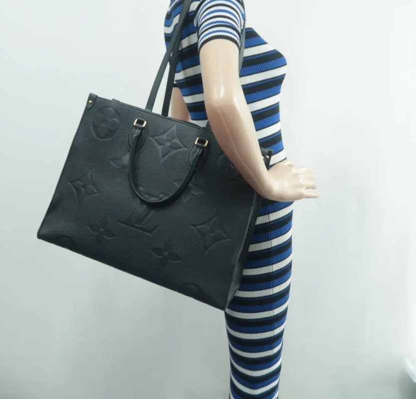 Louis Vuitton Onthego Black Monogram Leather Satchel Bag