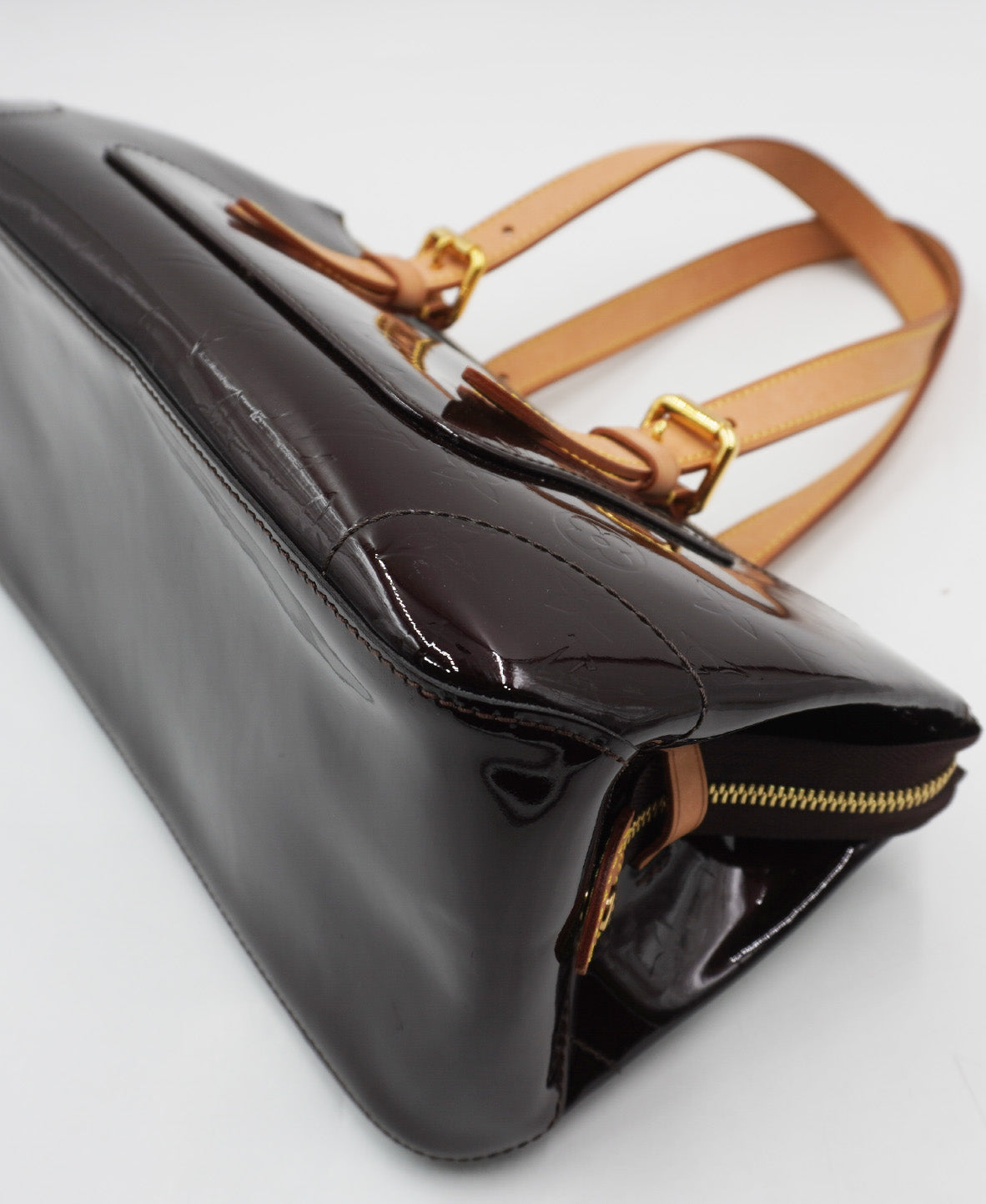 Patent Vernis Rosewood Avenue Shoulder Bag Brown