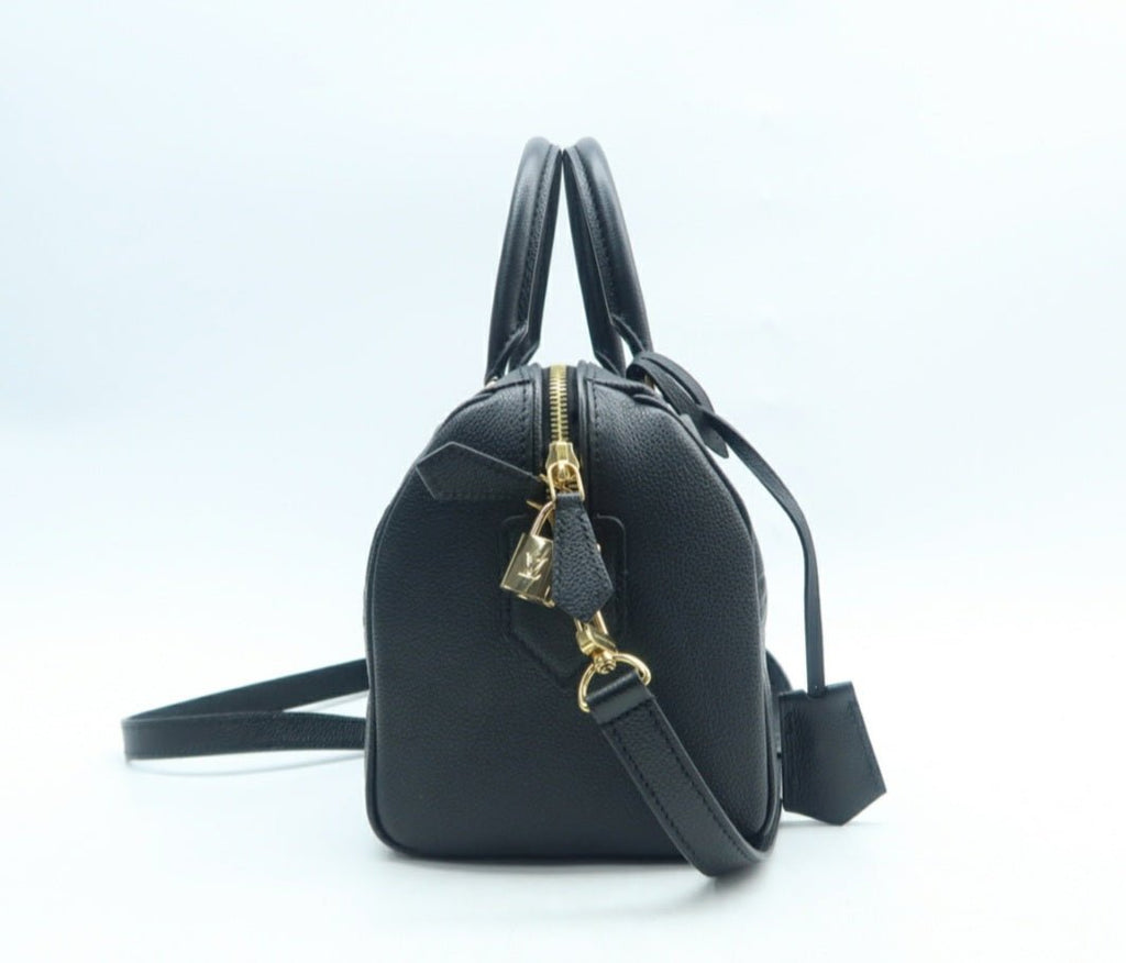 Louis Vuitton Speedy 25 Black Monogram Leather Satchel Bag