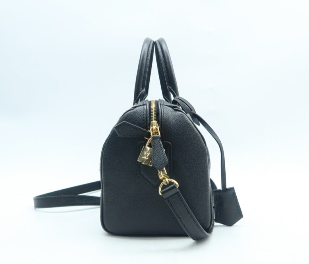 Louis Vuitton Speedy 25 Black Monogram Leather Satchel Bag
