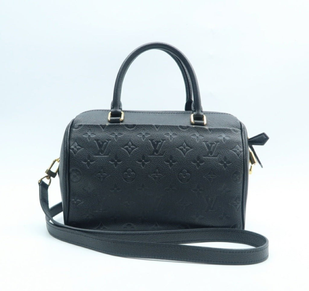 Louis Vuitton Speedy 25 Black Monogram Leather Satchel Bag