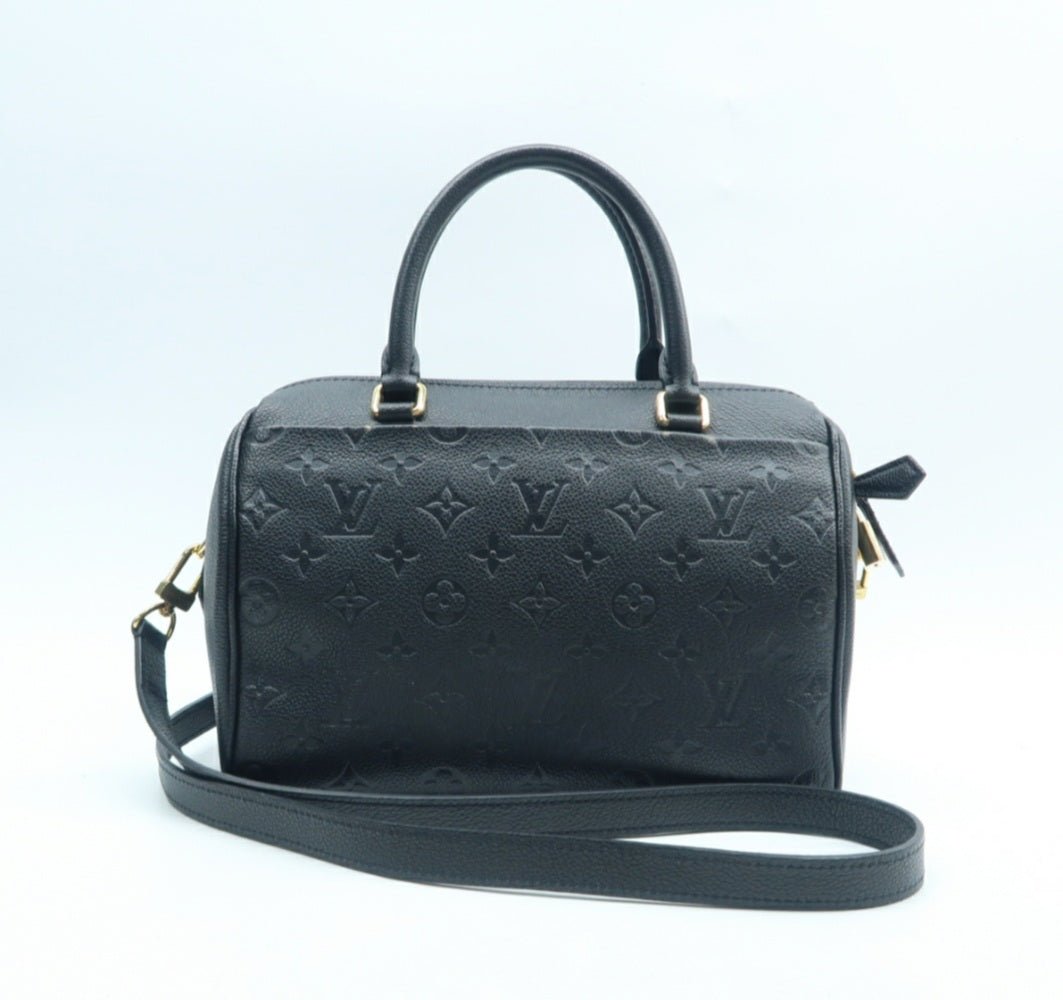 Louis Vuitton Speedy 25 Black Monogram Leather Satchel Bag