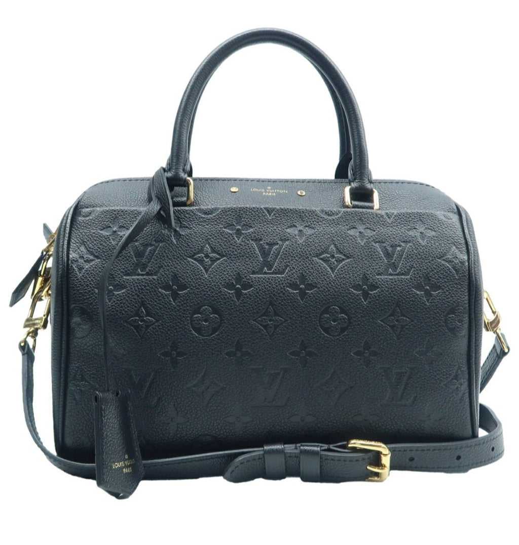 Louis Vuitton Speedy 25 Black Monogram Leather Satchel Bag