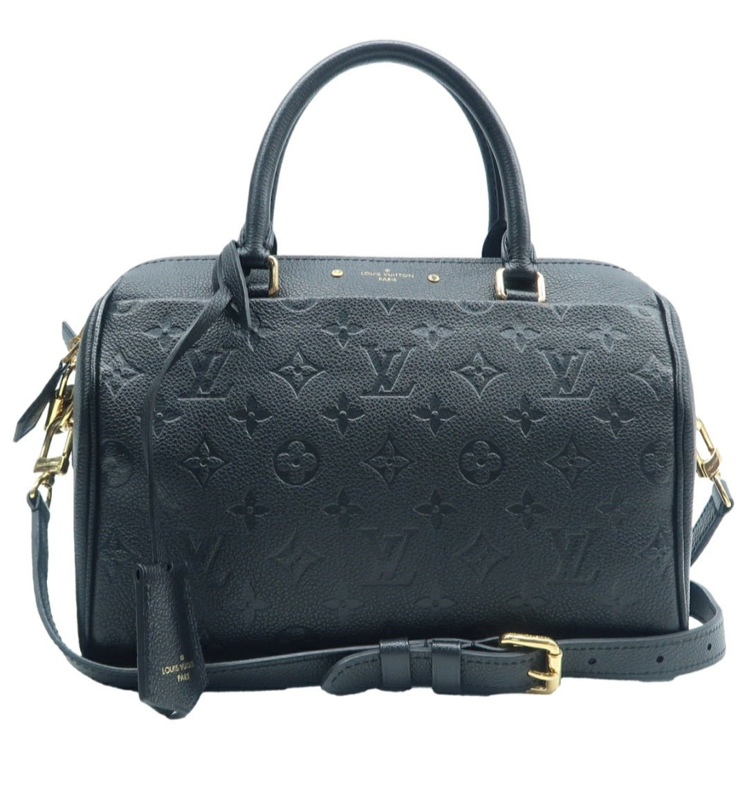 Louis Vuitton Speedy 25 Black Monogram Leather Satchel Bag