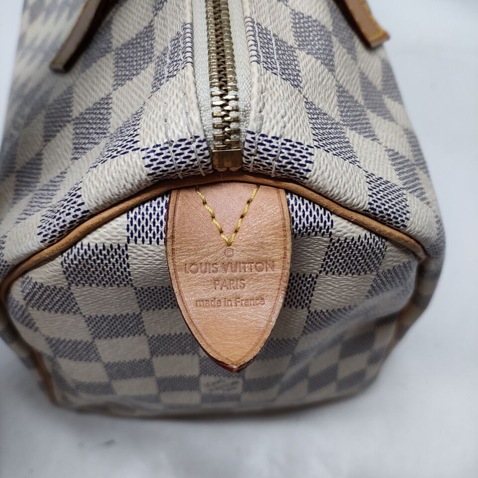 Louis Vuitton Speedy 30 White Damier Azur Hand Bag