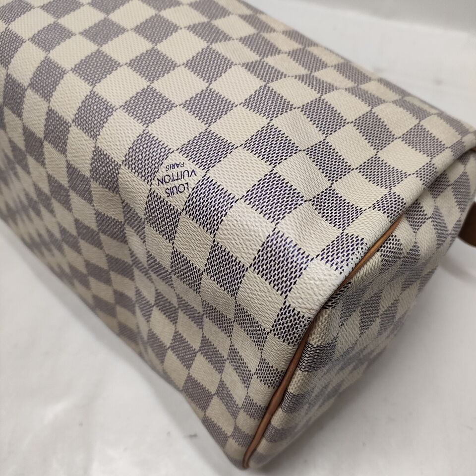 Louis Vuitton Speedy 30 White Damier Azur Hand Bag