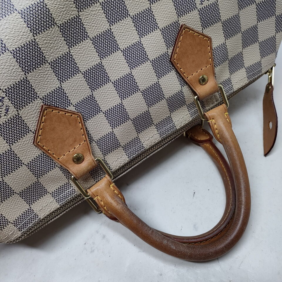 Louis Vuitton Speedy 30 White Damier Azur Hand Bag