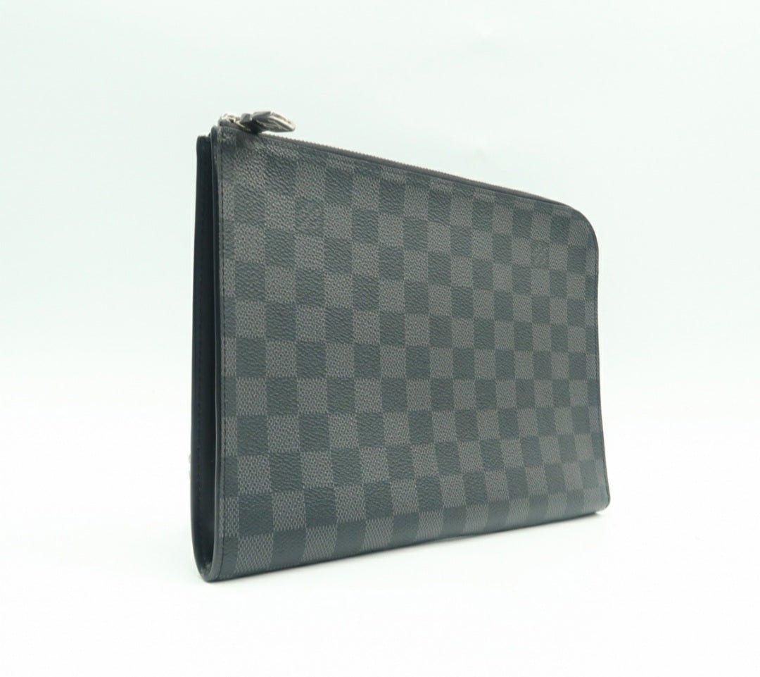 Louis Vuitton Voyage Black Leather Clutch Bag