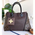 Louis Vuitton W Tote Monogram Cuir Orfevre Handbag Purse Chocolate 848-12624