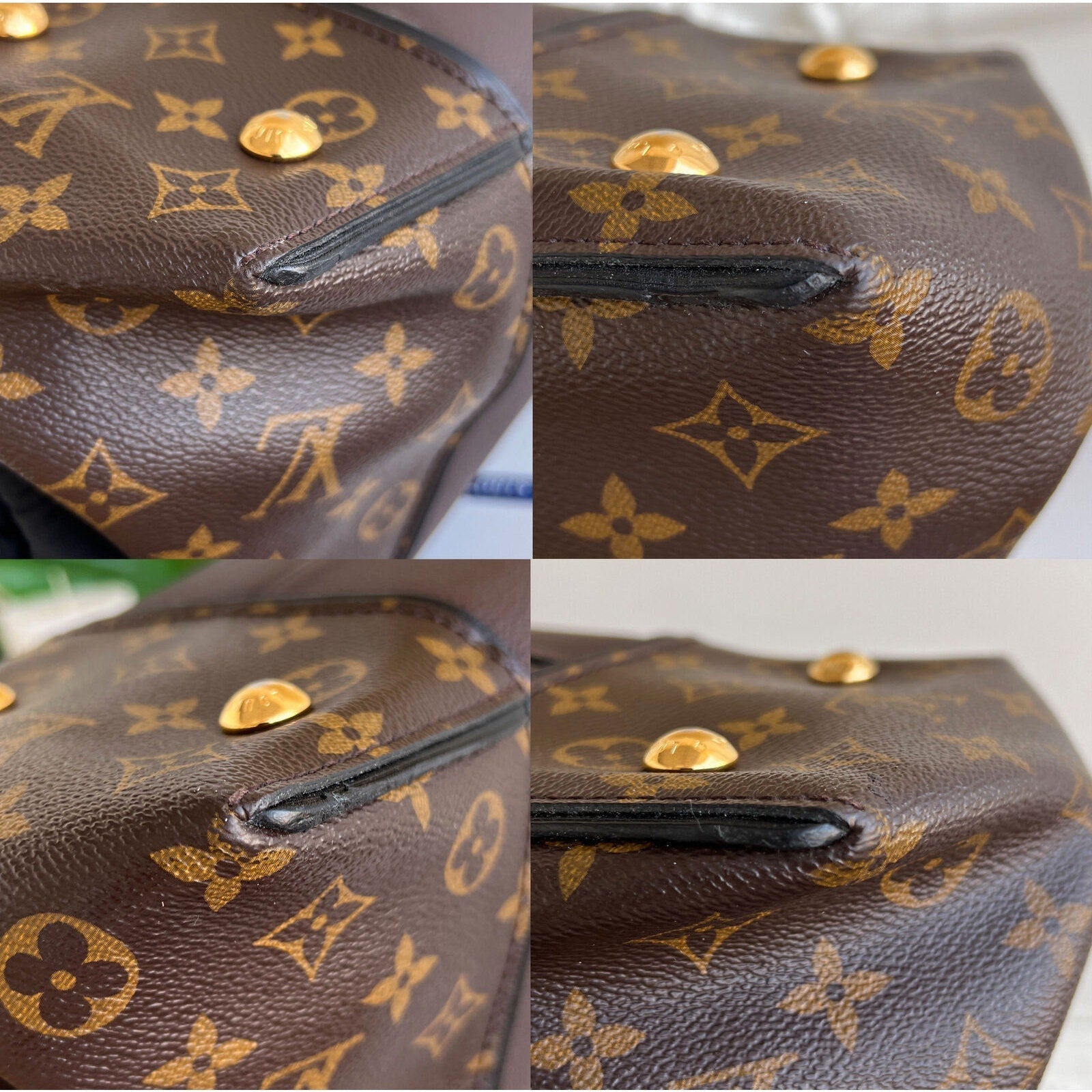 Louis Vuitton W Tote Monogram Cuir Orfevre Handbag Purse Chocolate 848-12624