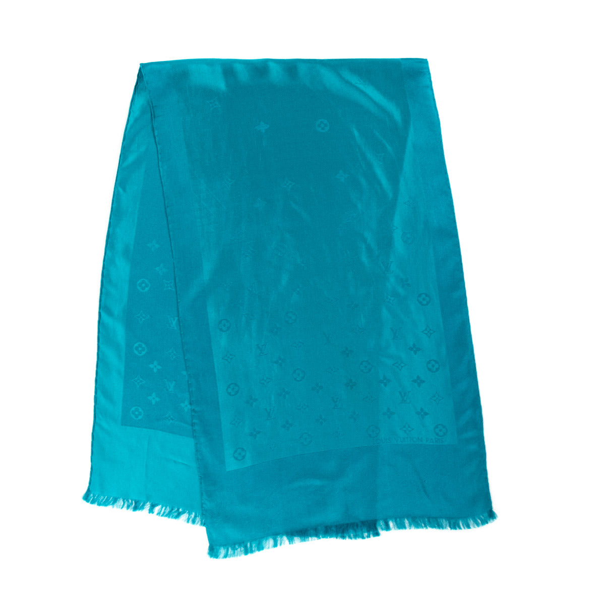 Louis Vuitton Turquoise Silk Monogram Oblong Scarf