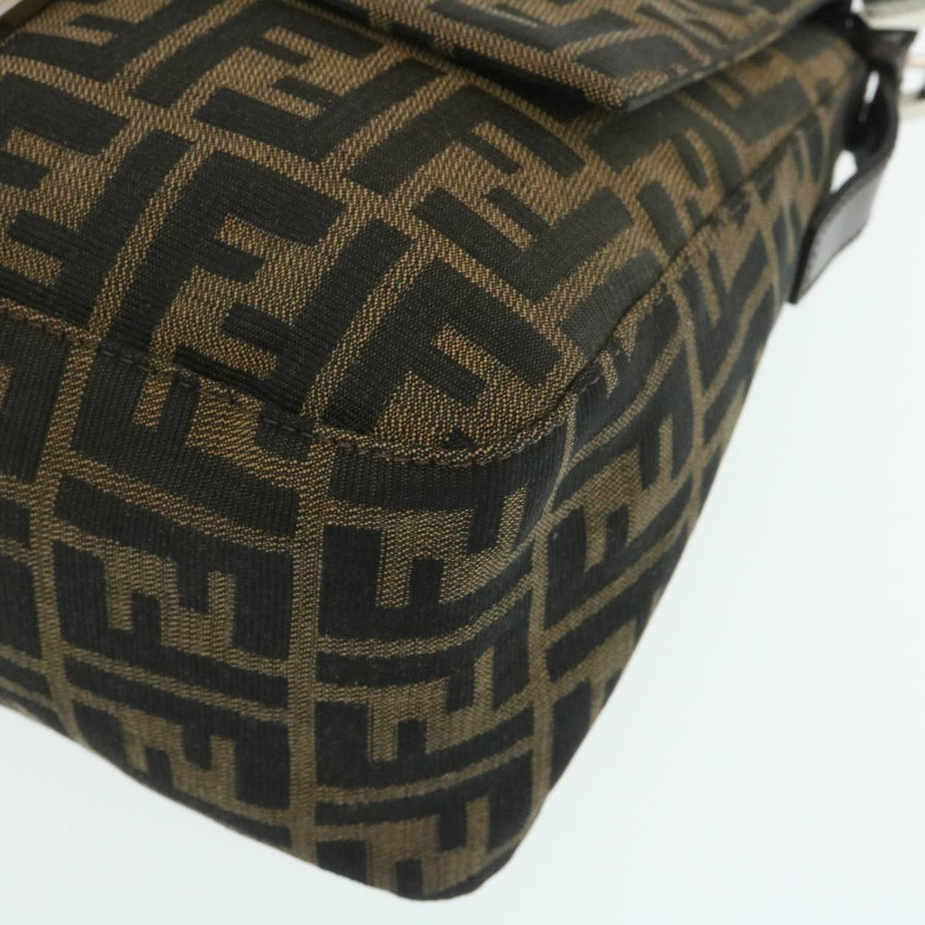 FENDI Zucca Canvas Mamma Baguette Shoulder Bag Brown Black lt358