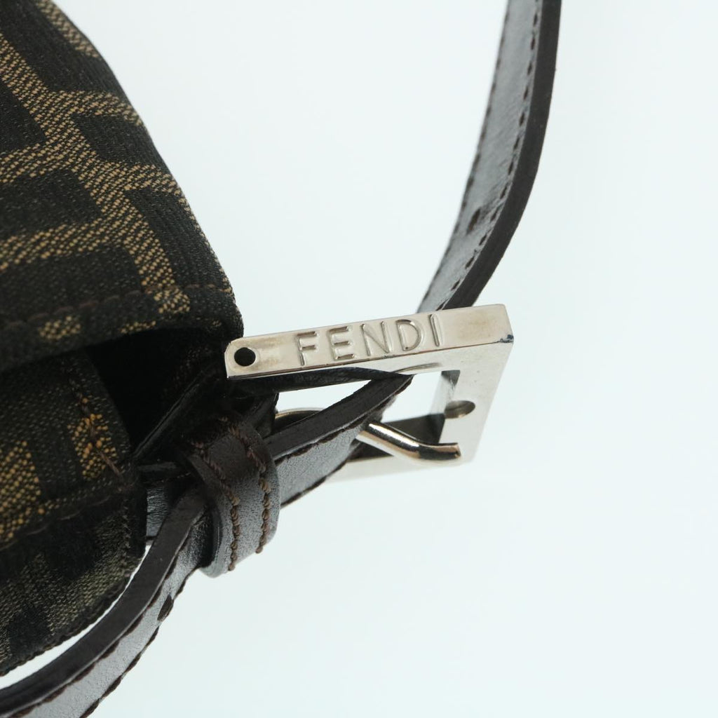 FENDI Zucca Canvas Mamma Baguette Shoulder Bag Brown Black lt358