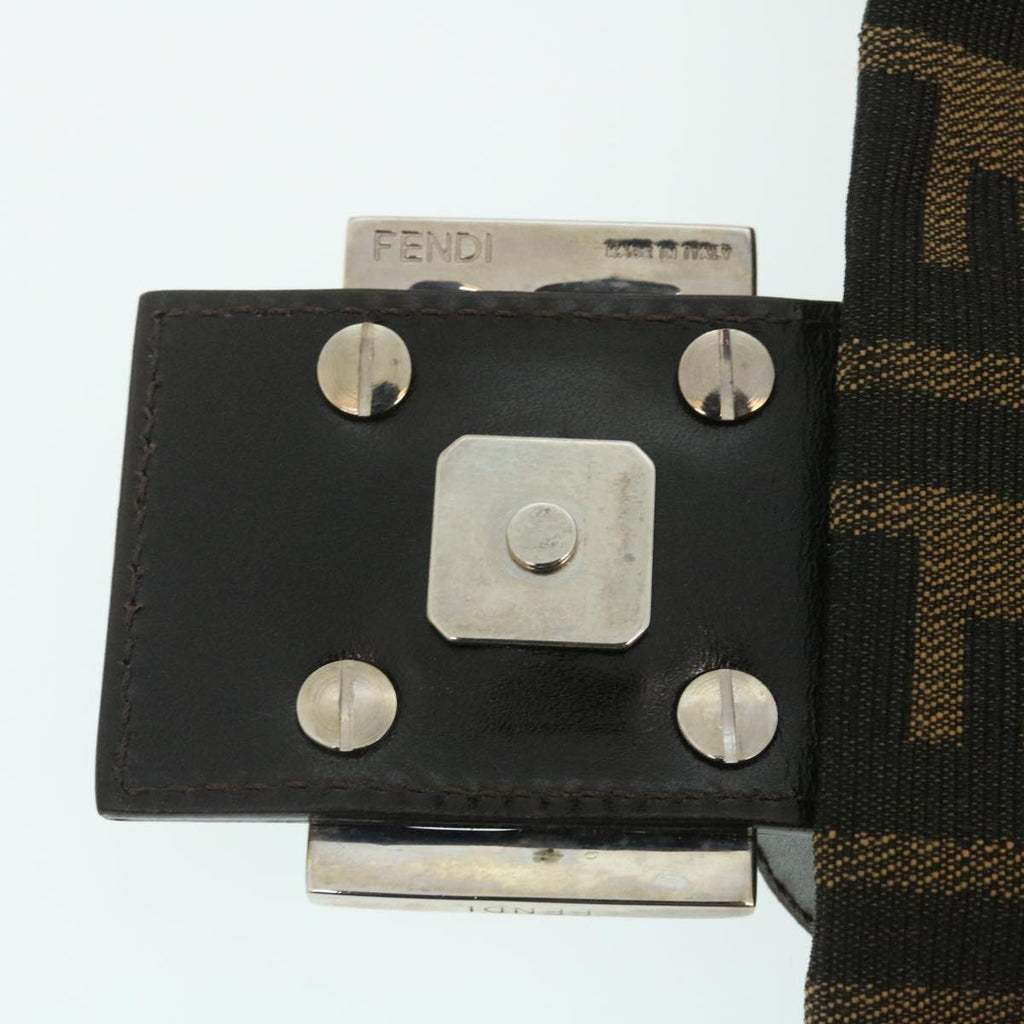 FENDI Zucca Canvas Mamma Baguette Shoulder Bag Brown Black lt358