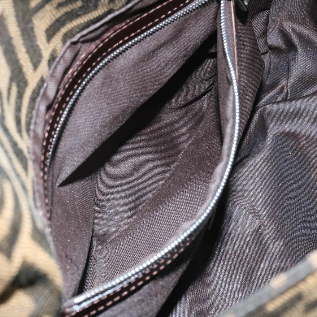 FENDI Zucca Canvas Mamma Baguette Shoulder Bag Brown Black lt358