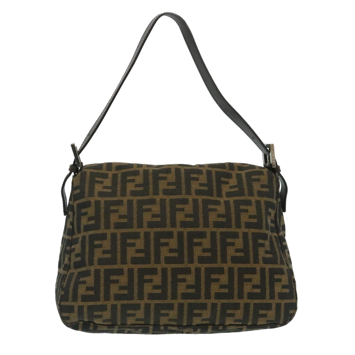 FENDI Zucca Canvas Mamma Baguette Shoulder Bag Brown Black lt358