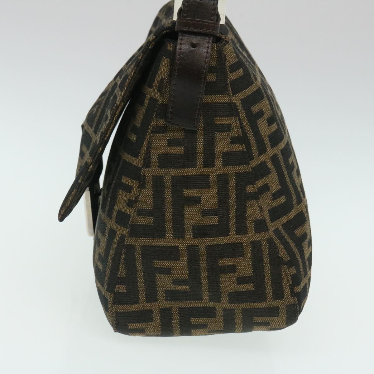 FENDI Zucca Canvas Mamma Baguette Shoulder Bag Brown Black lt358