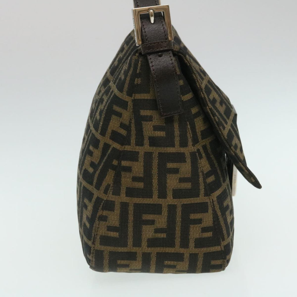 FENDI Zucca Canvas Mamma Baguette Shoulder Bag Brown Black lt358
