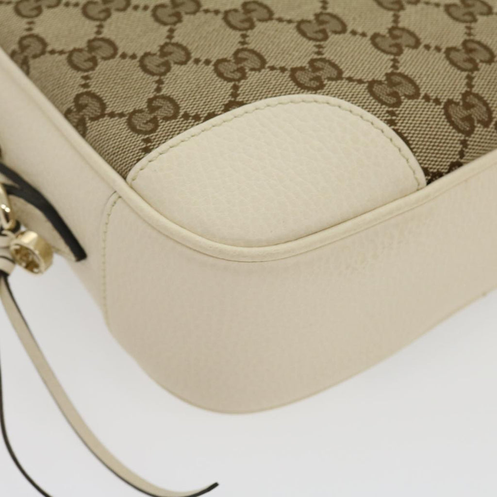 GUCCI GG Canvas Shoulder Bag Beige White lt557A
