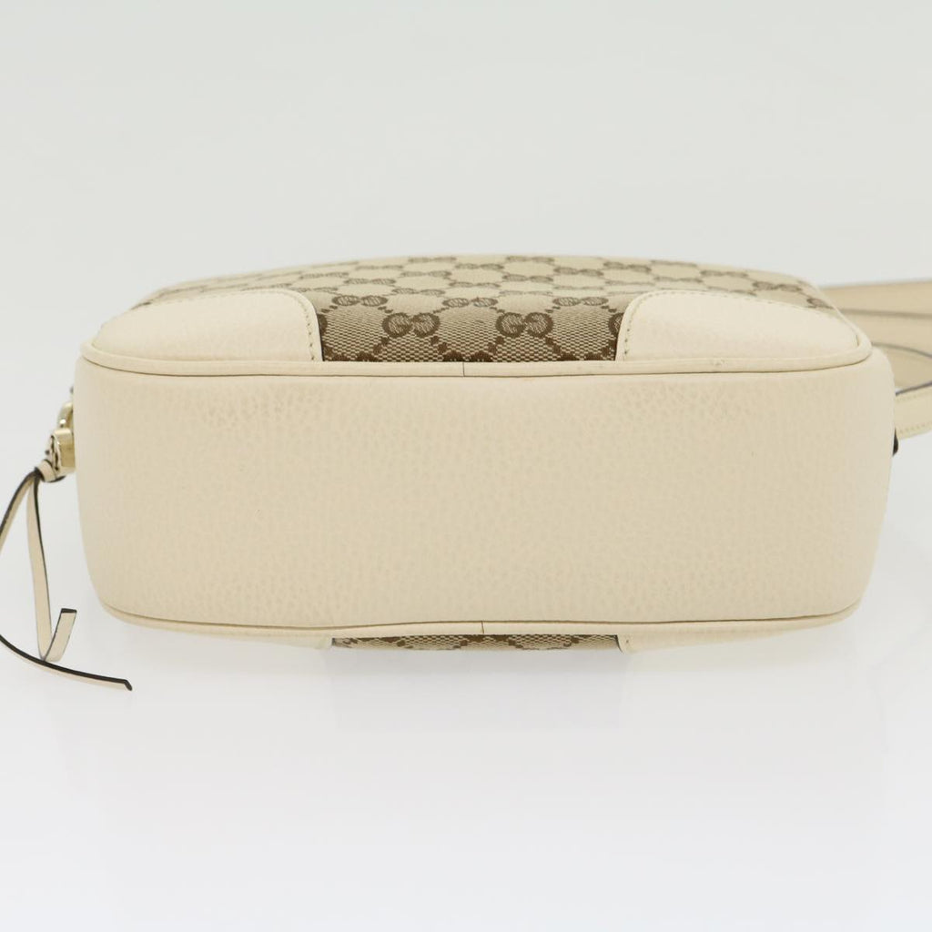 GUCCI GG Canvas Shoulder Bag Beige White lt557A