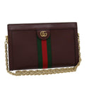 GUCCI Marmont WebSherry Line Shoulder Bag Leather Red 503877493075 lt580
