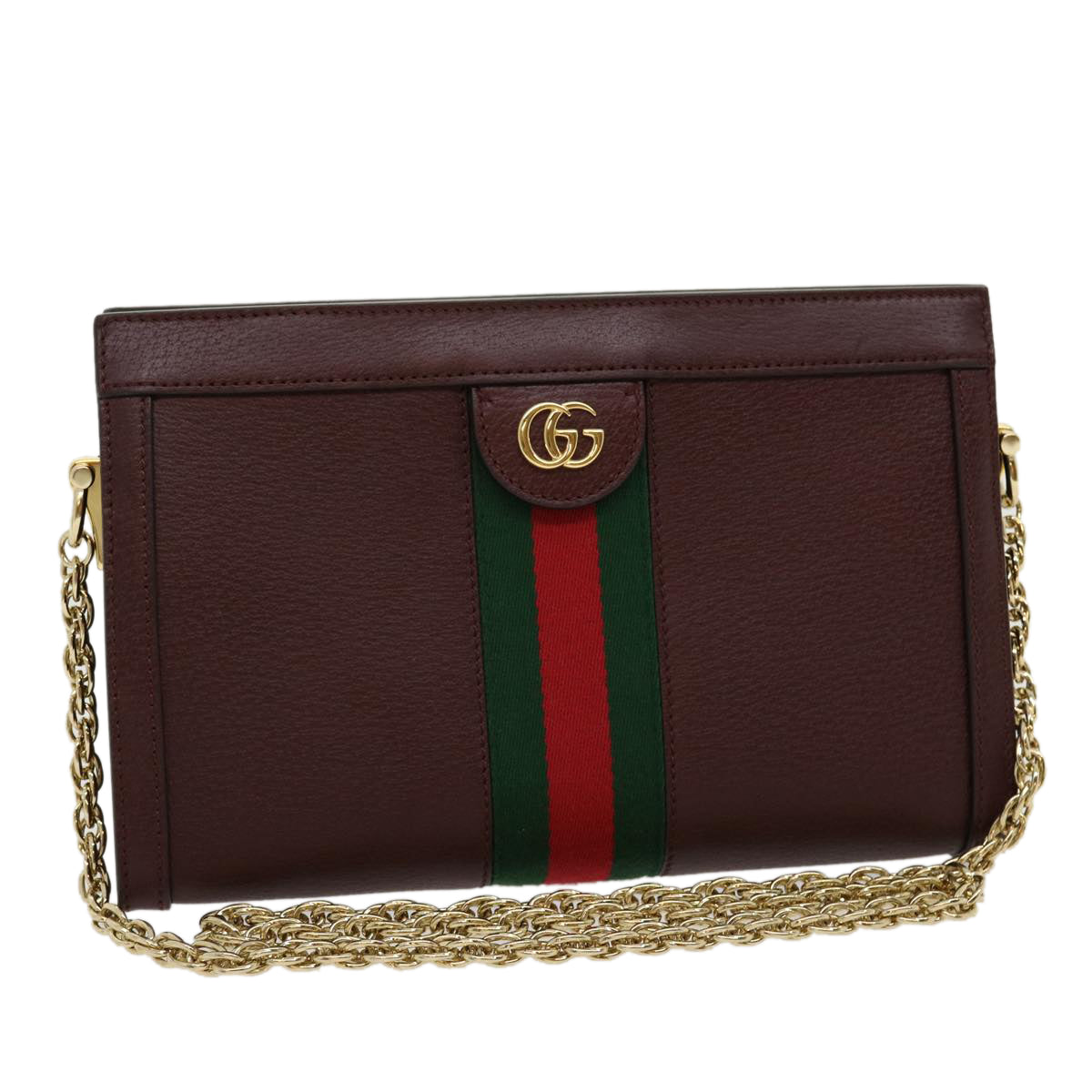 GUCCI Marmont WebSherry Line Shoulder Bag Leather Red 503877493075 lt580