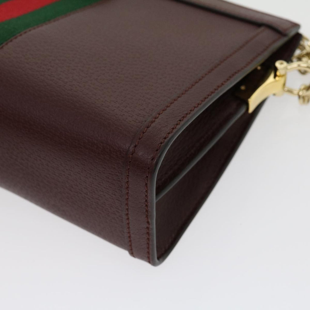 GUCCI Marmont WebSherry Line Shoulder Bag Leather Red 503877493075 lt580