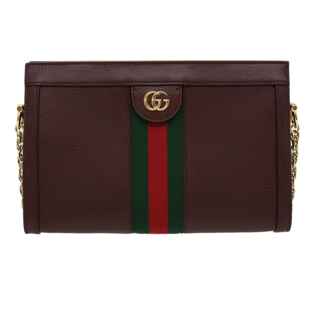 GUCCI Marmont WebSherry Line Shoulder Bag Leather Red 503877493075 lt580