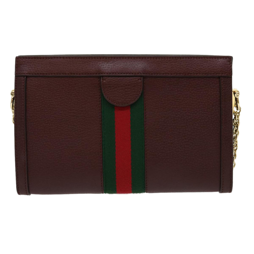 GUCCI Marmont WebSherry Line Shoulder Bag Leather Red 503877493075 lt580