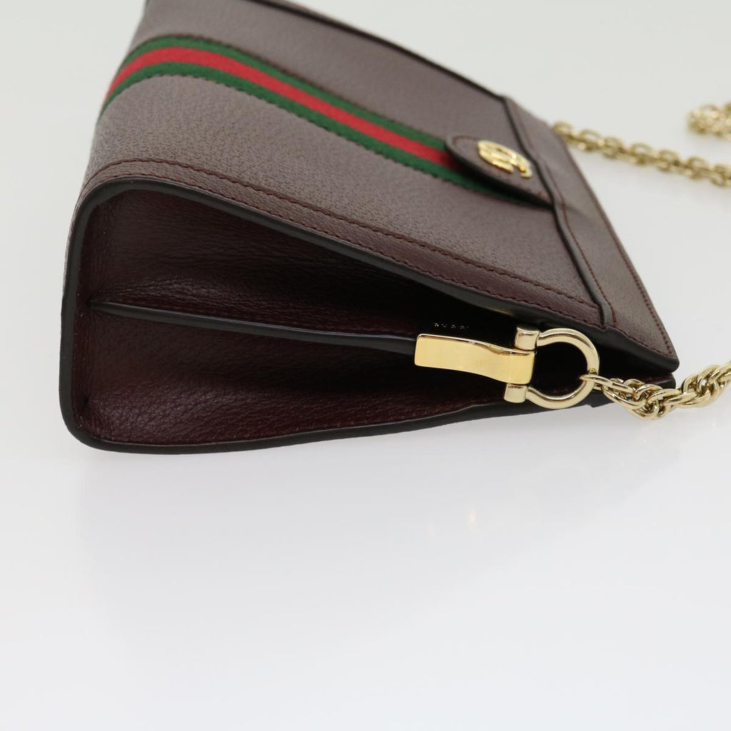 GUCCI Marmont WebSherry Line Shoulder Bag Leather Red 503877493075 lt580