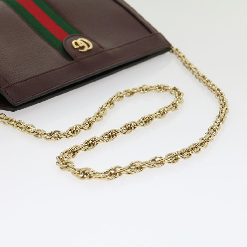 GUCCI Marmont WebSherry Line Shoulder Bag Leather Red 503877493075 lt580
