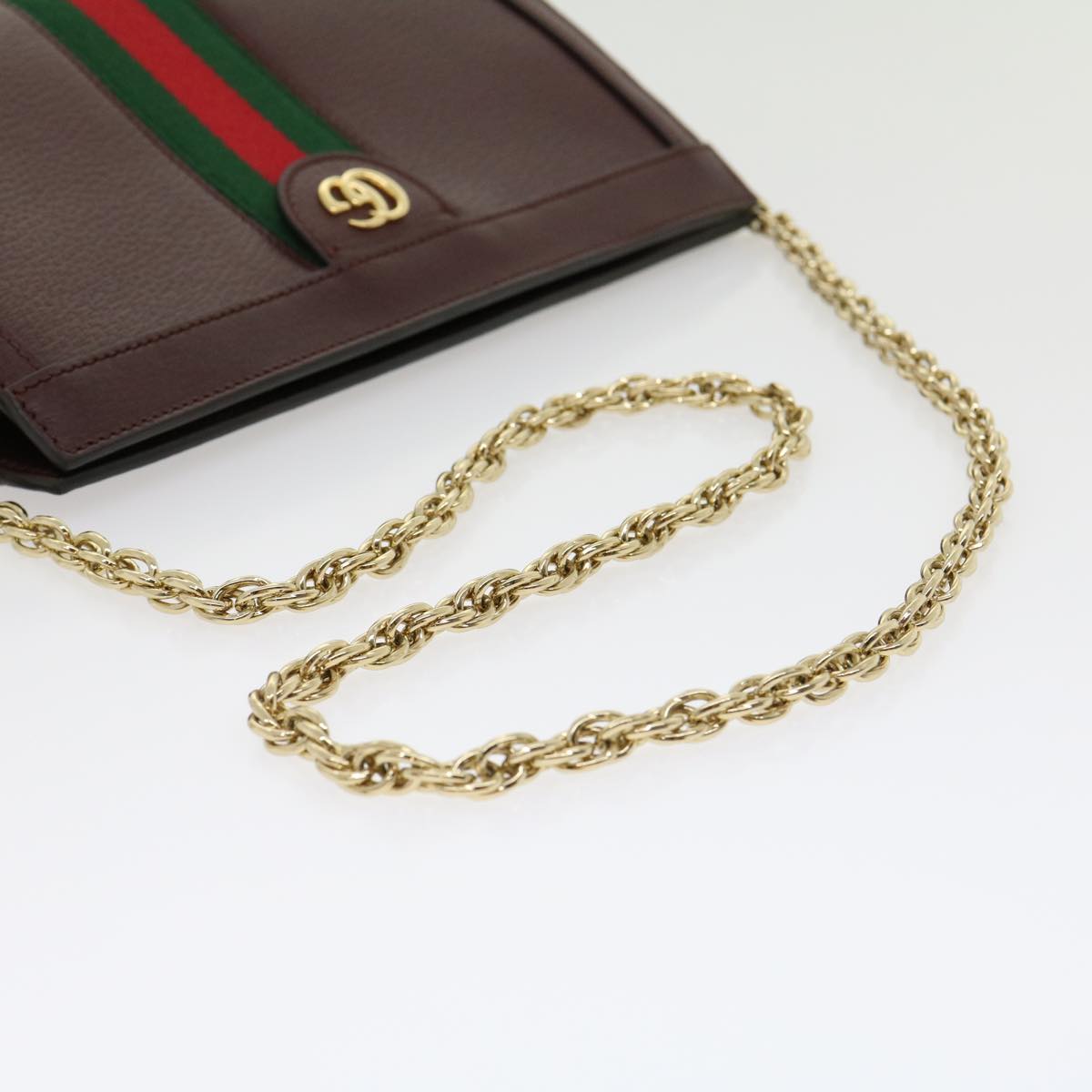GUCCI Marmont WebSherry Line Shoulder Bag Leather Red 503877493075 lt580